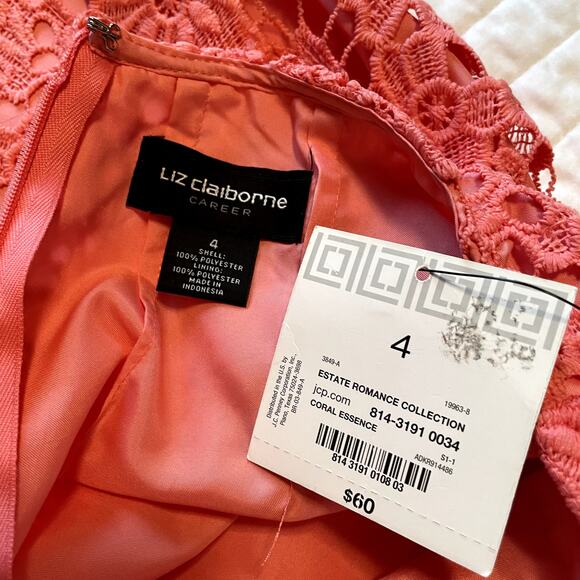 Liz Clairborne NWT Women's Coral Lace Pencil Skirt, size 4 - Picture 6 of 8